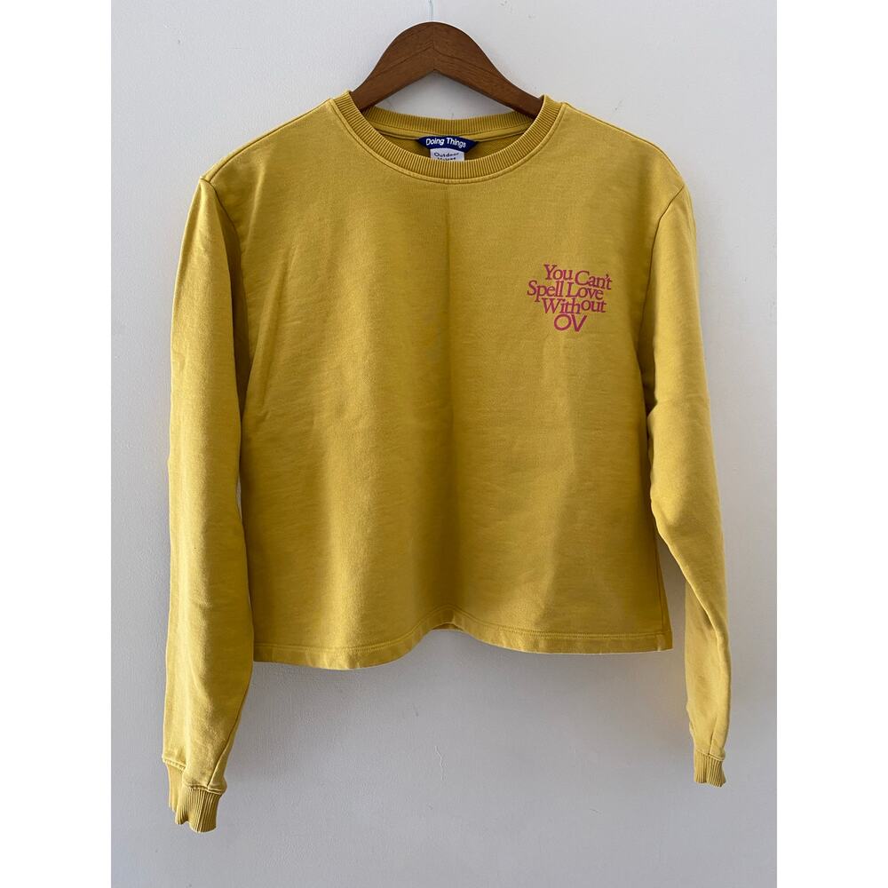 Outdoor Voices You Can’t Spell Love Without OV Cropped Yellow Pink Sweatshirt M
